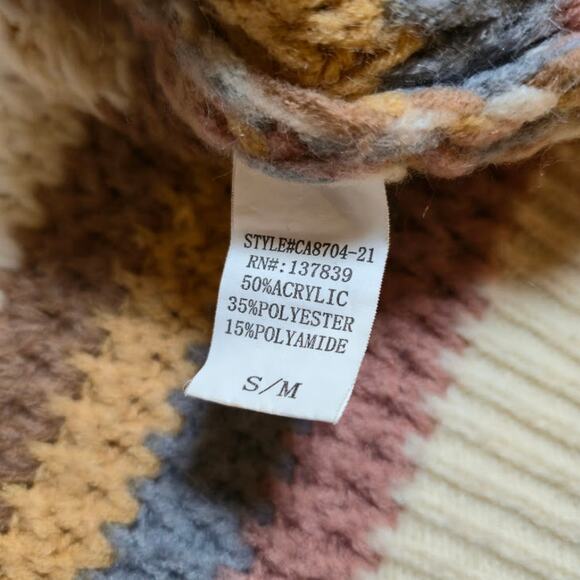 Altar'd State Womens Striped Cardigan Sweater Size S/M Cream Pockets Bohemian - Picture 6 of 7